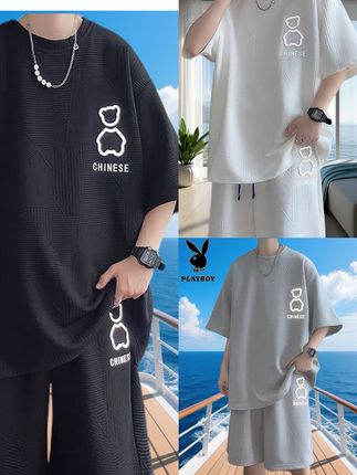 #夏日清爽穿搭 #男生短袖t恤短裤套装 #夏日必备 #透气衣服套装男 #不同风格穿搭