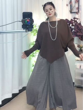 #松弛感穿搭 深灰色糯米裙裤女秋季新款胖妹妹mm高腰宽松显瘦垂感阔腿休闲裤子】#ootd穿搭 #vlog日常