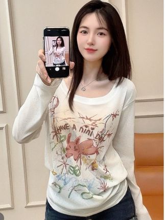 【慵懒风夏季新款时尚涂鸦印花宽松T恤ins长袖薄:款微透防晒罩衫】#夏季穿搭 #今日穿搭 #高级感穿搭 #防晒罩衫 #摆脱路人感的小个子女生穿搭