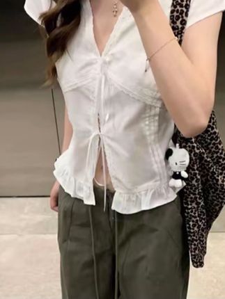 夏季时尚百搭套装显瘦气质上衣+抽绳休闲阔腿工装裤#高级感穿搭 #夏天该有的样子 #夏季穿搭 #不需要瘦也可以穿得很好看 #初夏的味道