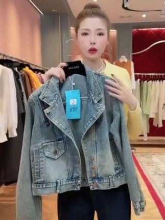 #上热门 港风复古牛仔短外套女春秋新款潮流长袖上衣时尚休闲百搭机车夹克