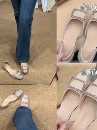 羊皮版法式内增高方扣中空单鞋女夏季新款外穿简约浅口时尚平底鞋#平底鞋 #平底鞋推荐 #爆款热卖中 #新款热卖中 #鞋子