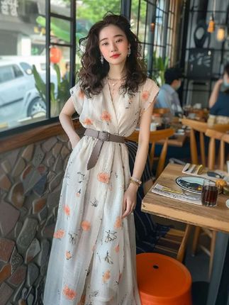 #气质仙女裙穿搭 #阿玛施 #气质连衣裙#长裙#印花裙