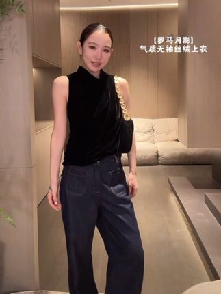 LiHuiEr李慧儿【罗马月影】轻奢气质内搭无袖气质黑上衣LL025743 #无袖上衣 #气质背心 #美出高级感 #贵气感穿搭 #ootd穿搭