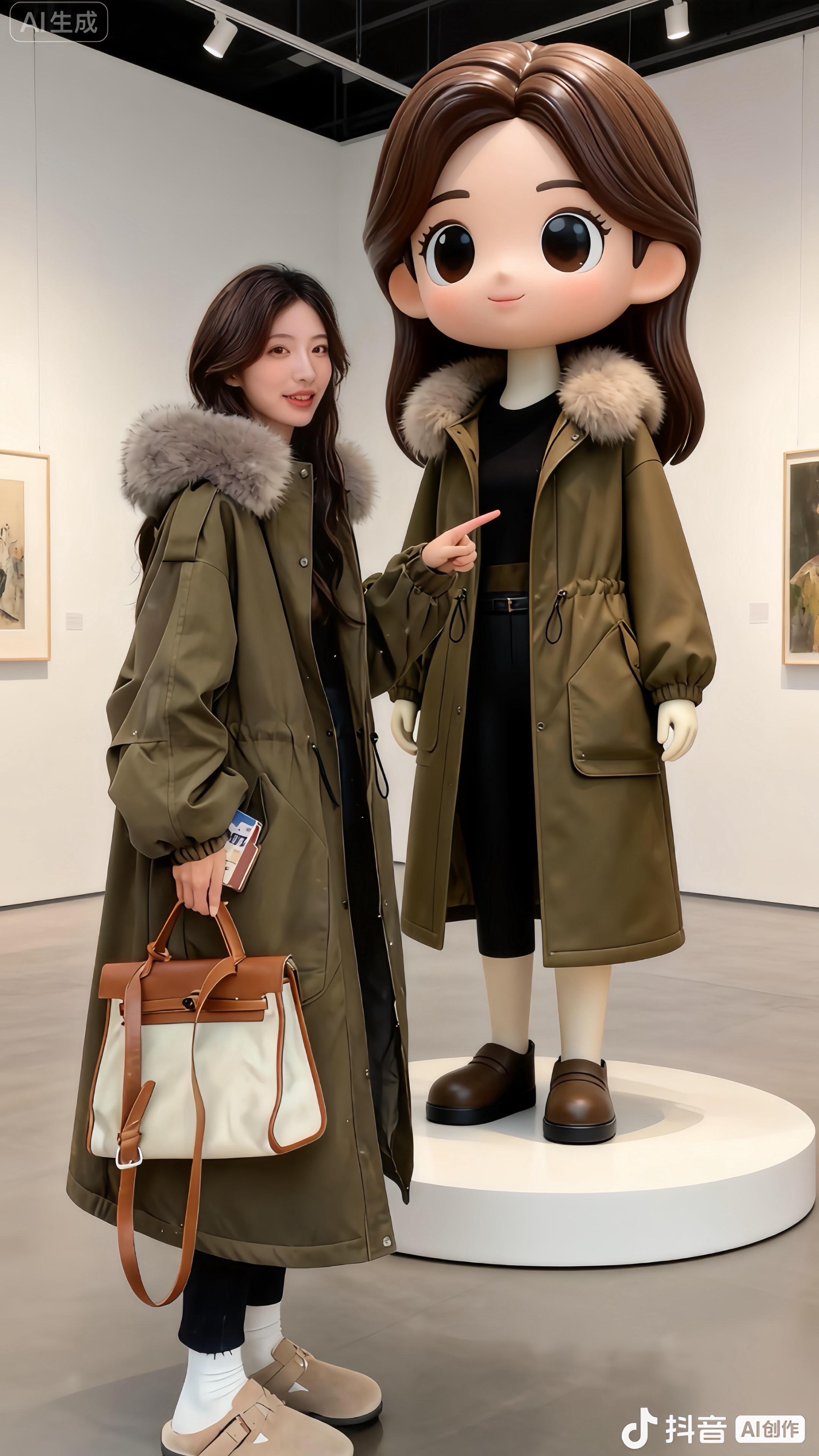 这款军绿色大毛领派克服,简直是冬日时尚与保暖的完美CP!超大的狐狸毛领显贵又大气,军绿色经典百搭不挑人。廓形设计包容性极强,腰间抽绳一收,慵懒随性又能勾勒腰线。不管是搭配包包走都市通勤风,还是像这样在艺术空间里凹造型,都能轻hold住风格~内里加绒保暖力拉满,冬天穿它既美又暖,谁穿谁沦陷!#冬日穿搭测评#大大方方通勤穿搭#肉肉女孩的秋冬通勤穿搭#韩系穿搭 #今日穿搭look @抖加🔥上热门🔥dou+🔥热点宝