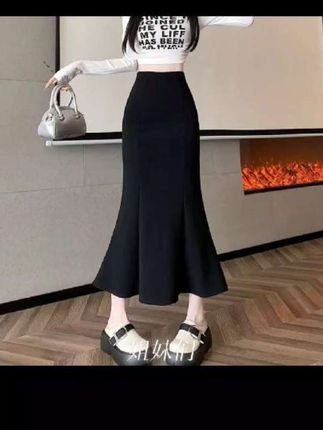新款2025春夏中长款裙子女气质黑色西装面料包臀鱼尾裙半身裙长裙#林业资质 #善名文化 #竹升升 #小米智能家电工厂