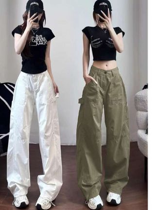 夏季薄款工装裤女高腰显瘦宽松百搭多口袋设计辣妹直筒阔腿休闲裤#休闲减龄穿搭 #显瘦穿搭 #工装裤 #工装裤穿搭 #夏季穿搭