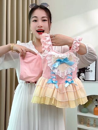 公主女童温泉服装泳衣粉色甜美泳服新款女孩速干蕾丝连体泳装裙子#女童连体游泳衣 #女童泳衣 #夏日必备 #萌娃穿搭 #夏季穿搭