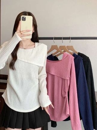 2025秋装新款胖mm大码女甜美减龄不规则掐腰显瘦长袖上衣#穿搭 #穿搭分享#大码女装 #甜美穿搭 #长袖
