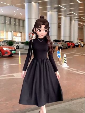 #半高领连衣裙 #复古连衣裙 #显瘦连衣裙 #显瘦裙子