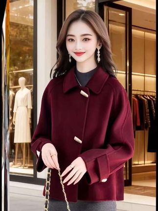 双面绒大衣短款小个子休闲韩版双面呢大衣女洋气新款宽松毛呢外套#时尚百搭#洋气减龄秋冬 #毛呢外套 @抖加🔥上热门🔥dou+🔥热点宝