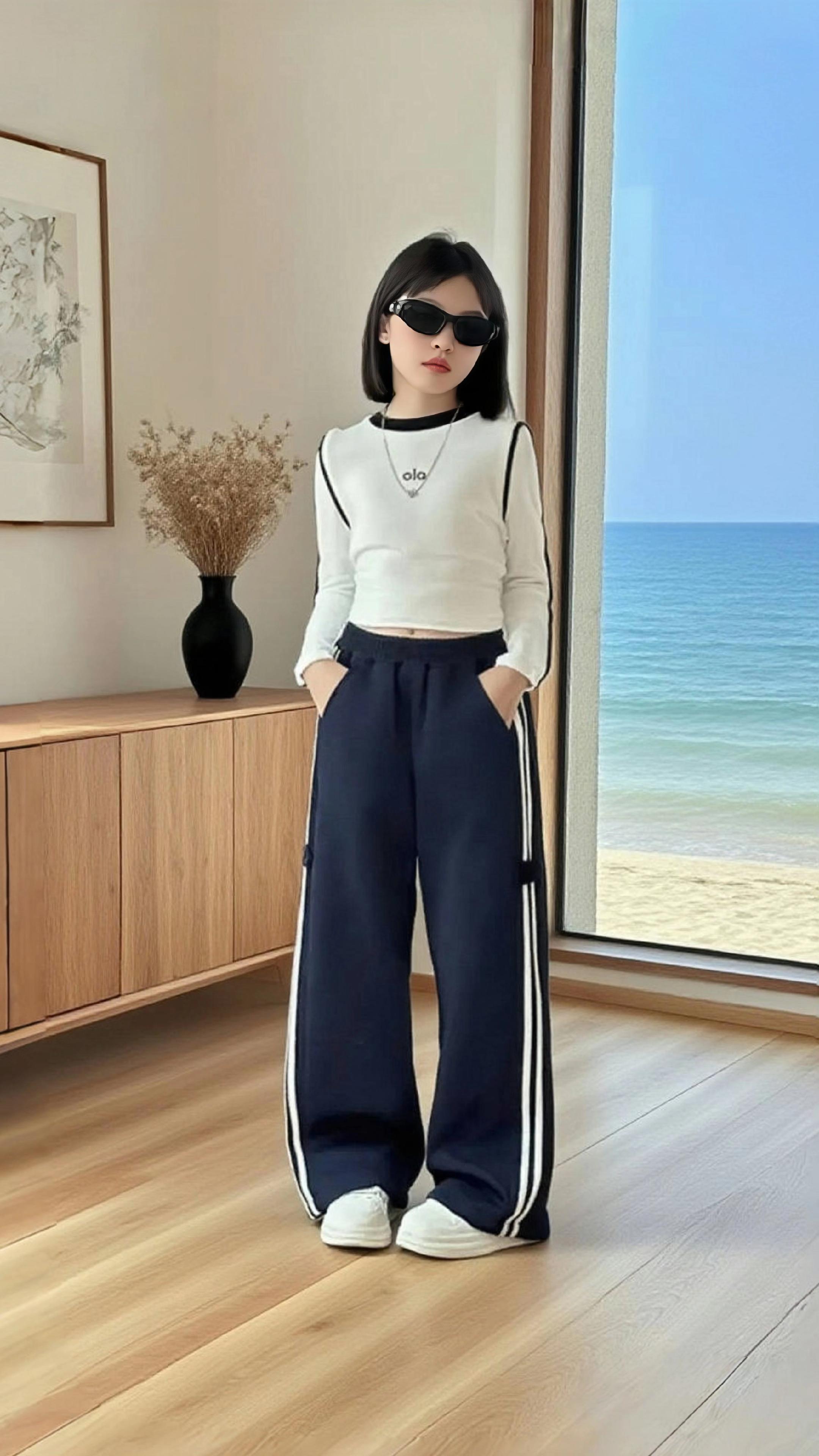女童阔腿裤子春秋冬2025新款女大童直筒运动校服长裤儿童休闲卫裤#百搭裤子 #穿搭 #休闲裤 #卫裤#每日穿搭