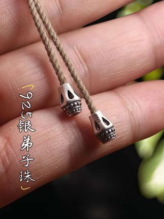 #创作灵感 925银银制品 弟子珠一对素款时尚做旧复古搭配项坠星月菩提珠串#国风饰品 #文玩配饰 #手工diy #手串搭配