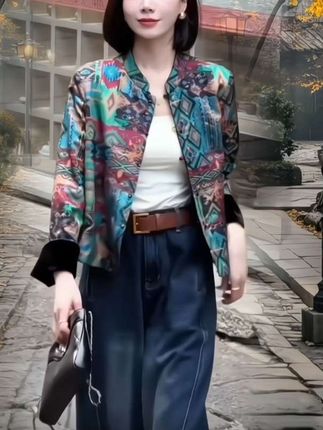 新中式丝绒衬衫秋季双面穿外套国风复古气质提花上衣#新中式#新中式国风#高级感穿搭 #春秋新款