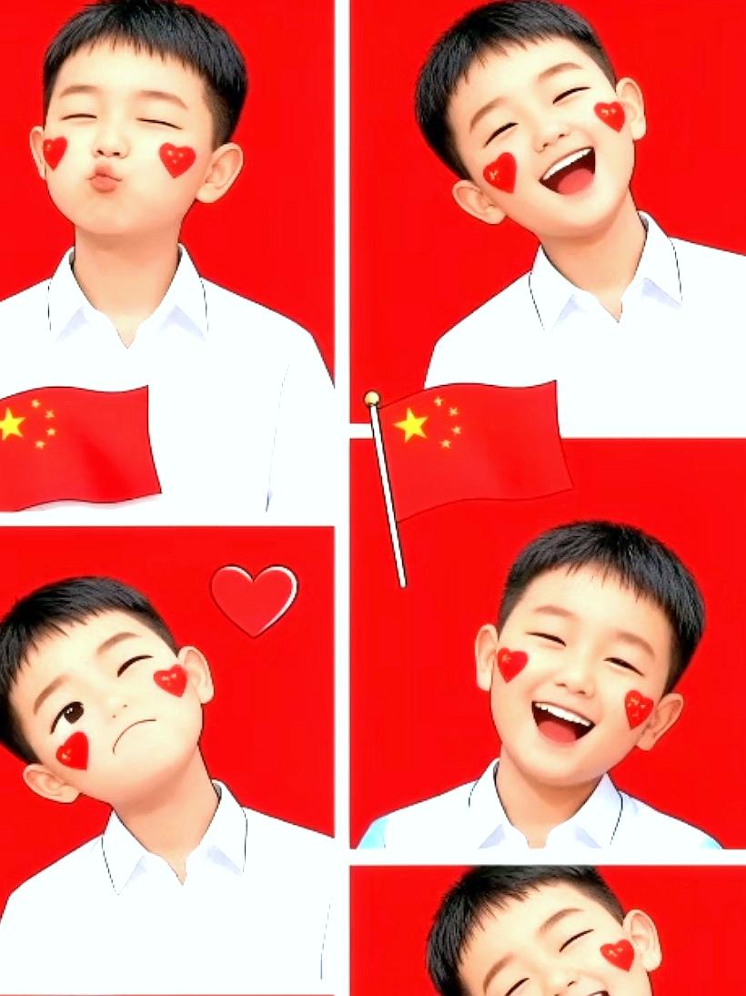 国庆节拍照小贴纸,可可爱爱各种贴#呆萌可爱 #国庆节#祖国花朵 #见证成长 #向往的生活9这样