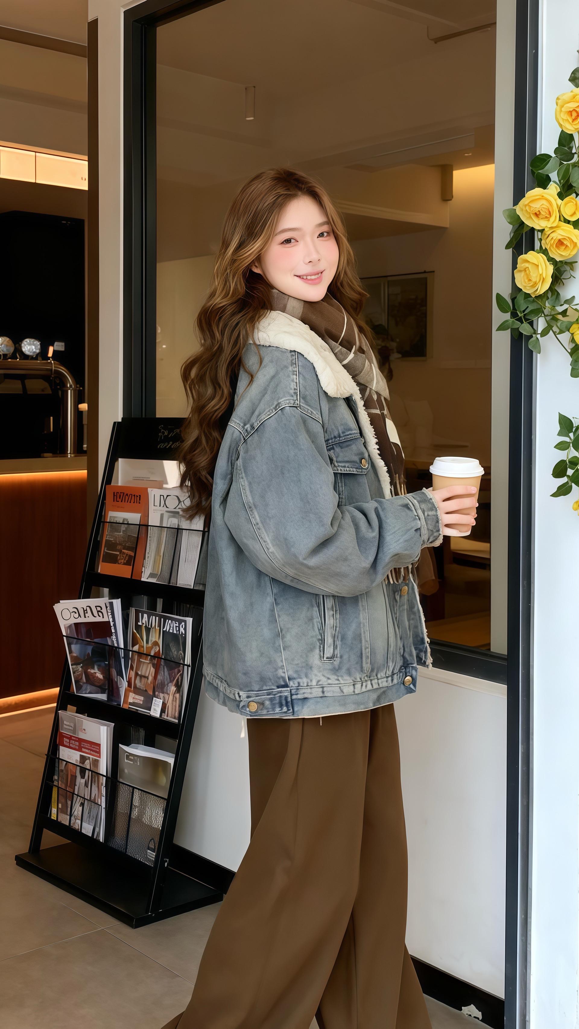 从咖啡厅门口的时尚摆拍到抱猫撸狗的日常,这件加绒牛仔外套把都市暖冬的氛围感拉满! 无论是搭配格纹围巾走复古风,还是单穿彰显随性,都能完美适配~ #ootd每日穿搭 #秋冬外套 #牛仔外套推荐#ootd穿搭