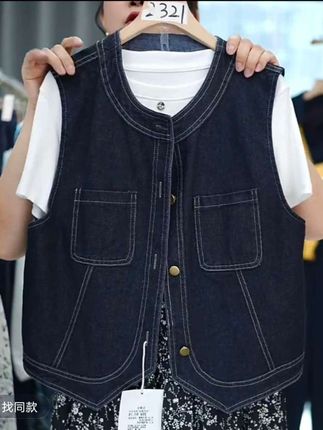 欧货深蓝色牛仔马甲外套女2025夏季新款外搭无袖坎肩马夹上衣潮女