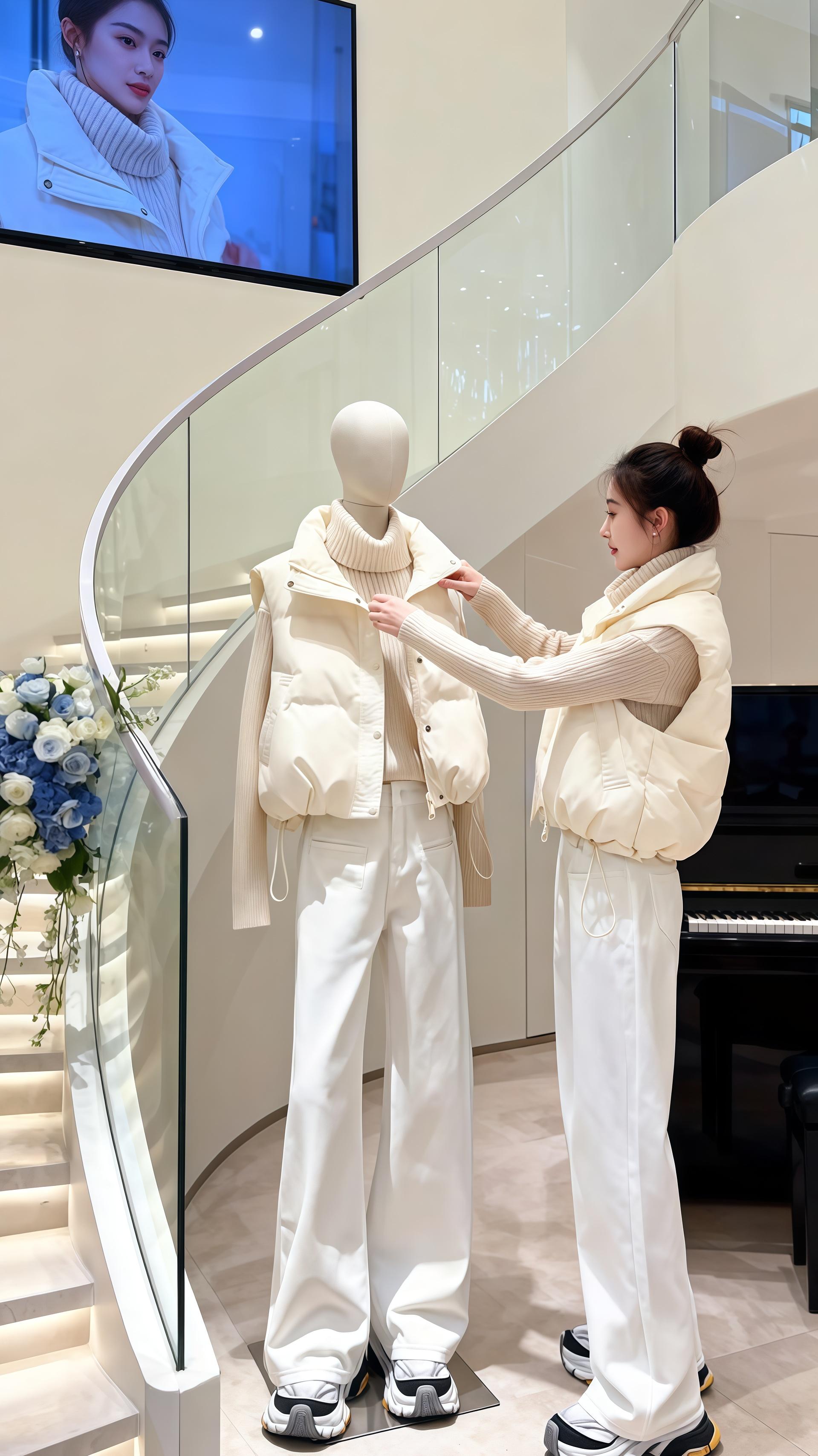 当琴键蹦出第一个音符时,苏念低头瞥见琴凳上的猫——它正拿绒毛蹭自己马甲。这套装束是今早从螺旋楼梯旁的人体模型身上“偷”来的灵感:米白马甲裹着同色系高领毛衣,坠感白裤随着步伐漾起波纹,老爹鞋把慵懒踩成了节奏。   抱着花束从楼梯往下走时,落地屏里的“另一个自己”正笑。原来有些穿搭是时光酿的甜酒,把暖冬的柔、独处的静,都缝进每一寸布料里。后来猫跳上钢琴,琴音混着马甲里的暖意,成了这个冬天最温柔的私语。   #秋冬穿搭 #保暖又时尚 #洋气百搭 #马甲推荐 #小个子穿搭 @抖加🔥上热门🔥dou+🔥热点宝 @DOU+上热门