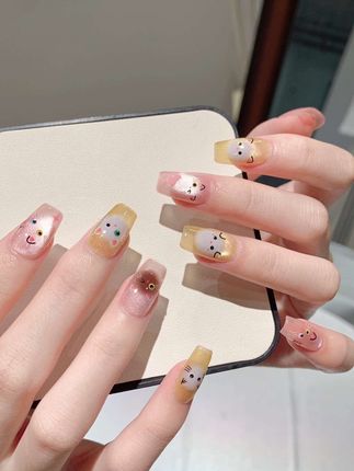 kt 猫咪 腮红 美甲一张贴纸轻松搞定 #美甲💅 #美甲分享 #美甲贴纸 #菊籽美甲的故事 #小短甲