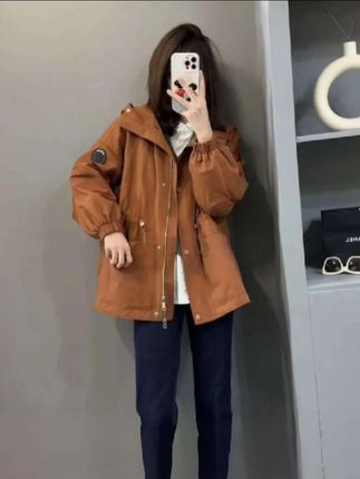 连帽拉链冲锋衣#休闲中长款风衣#简约穿搭 #穿搭