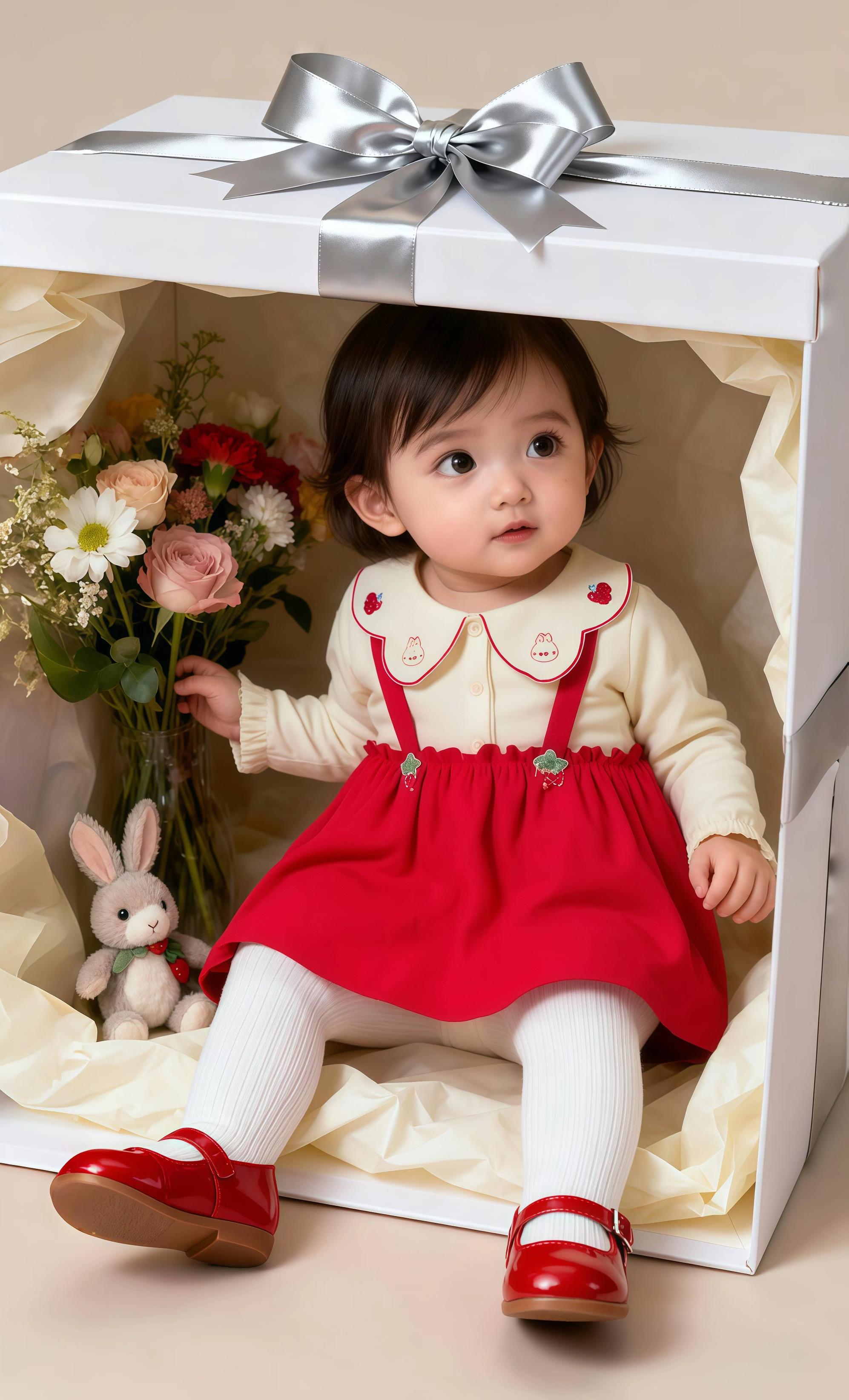 可爱宝宝生日红裙。#甜美穿搭 #春秋新款 #婴童服装 #幼崽穿搭 #萌娃穿搭