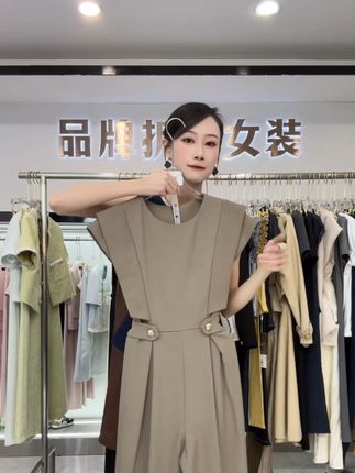 0709夏季新款气质通勤高级感飞飞袖高腰显瘦垂感阔腿连体裤