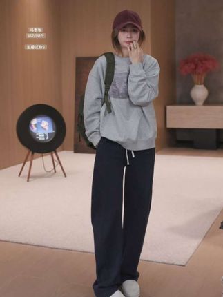 MZX 秋季全棉圆领设计感图案印花长袖上衣 SY10301-C#慵懒风穿搭