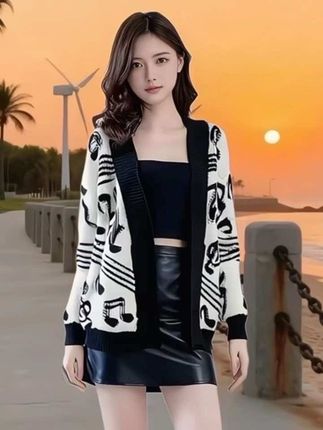 #春秋宽松长袖针织开衫#女装穿搭 #时尚气质穿搭 #外套穿搭 #酷女孩穿搭