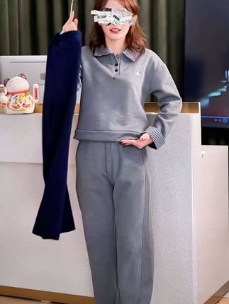卫衣套装女,时尚翻领卫衣装,春秋舒适两件套谁穿谁好