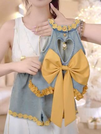 女童套装夏季新款儿童洋气时髦女宝牛仔背心短裤两件套#夏季穿搭 #萌娃穿搭 #甜美穿搭 #生女儿就是用来打扮的 #度假穿搭