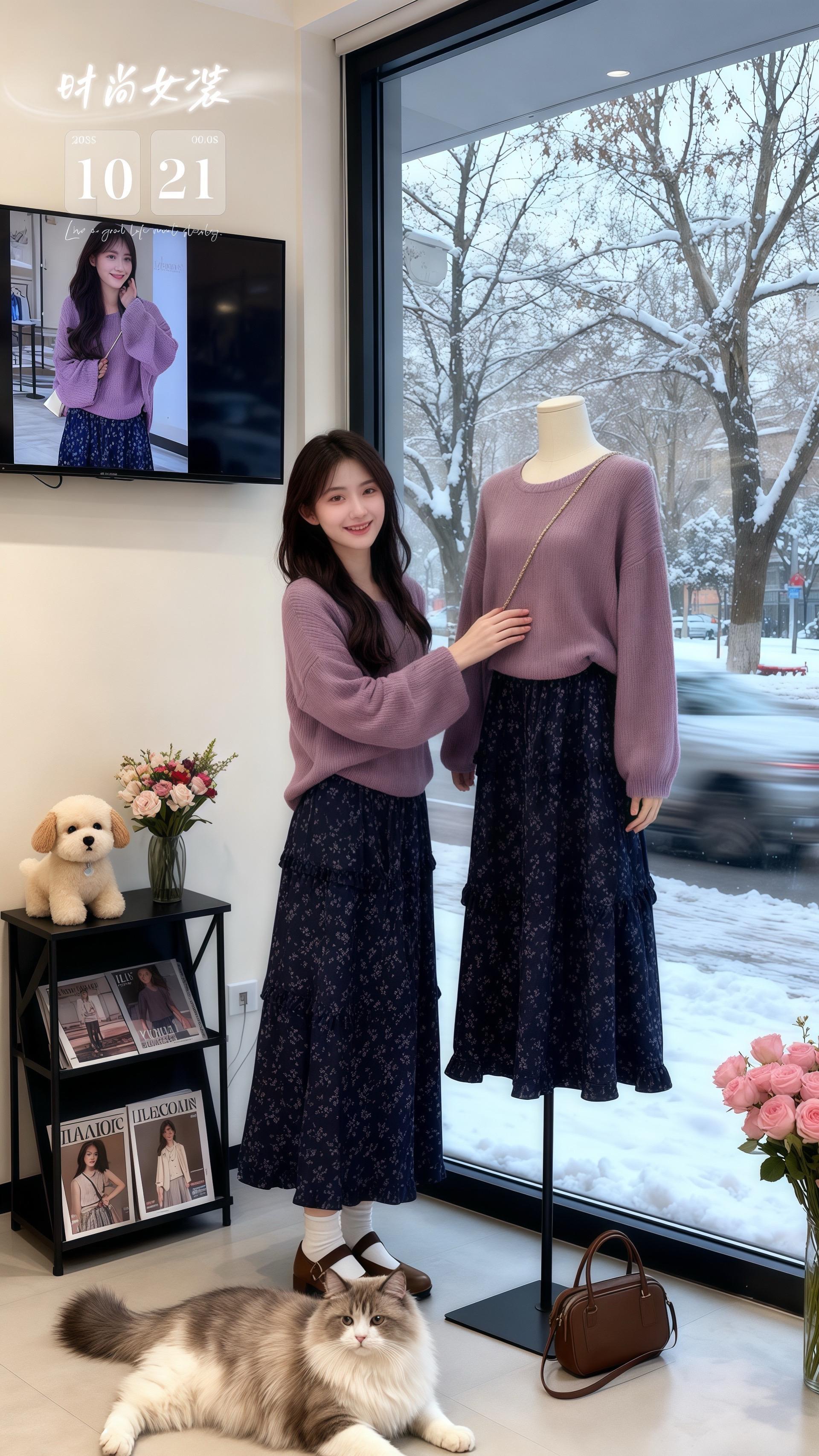 #针织上衣半身裙套装女 #慵懒风松弛感穿搭 #时尚穿搭