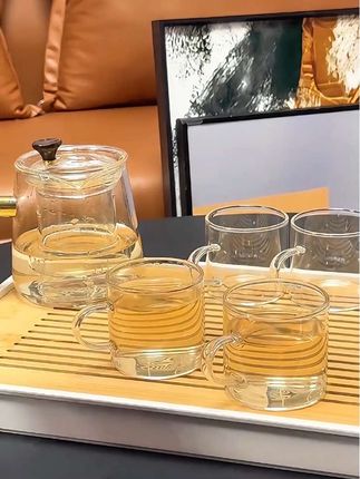 家用客厅待客玻璃茶具套装耐热玻璃泡煮茶壶#功夫茶具 #玻璃茶具套装 #侧把壶 #煮茶壶 #茶生活