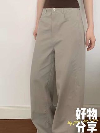 Miss sumeyY3739自制灰色阔腿休闲裤女新品百搭显瘦香蕉镰刀裤子#阔腿裤 #休闲裤 #秋季穿搭 #显瘦裤子 #百搭裤子