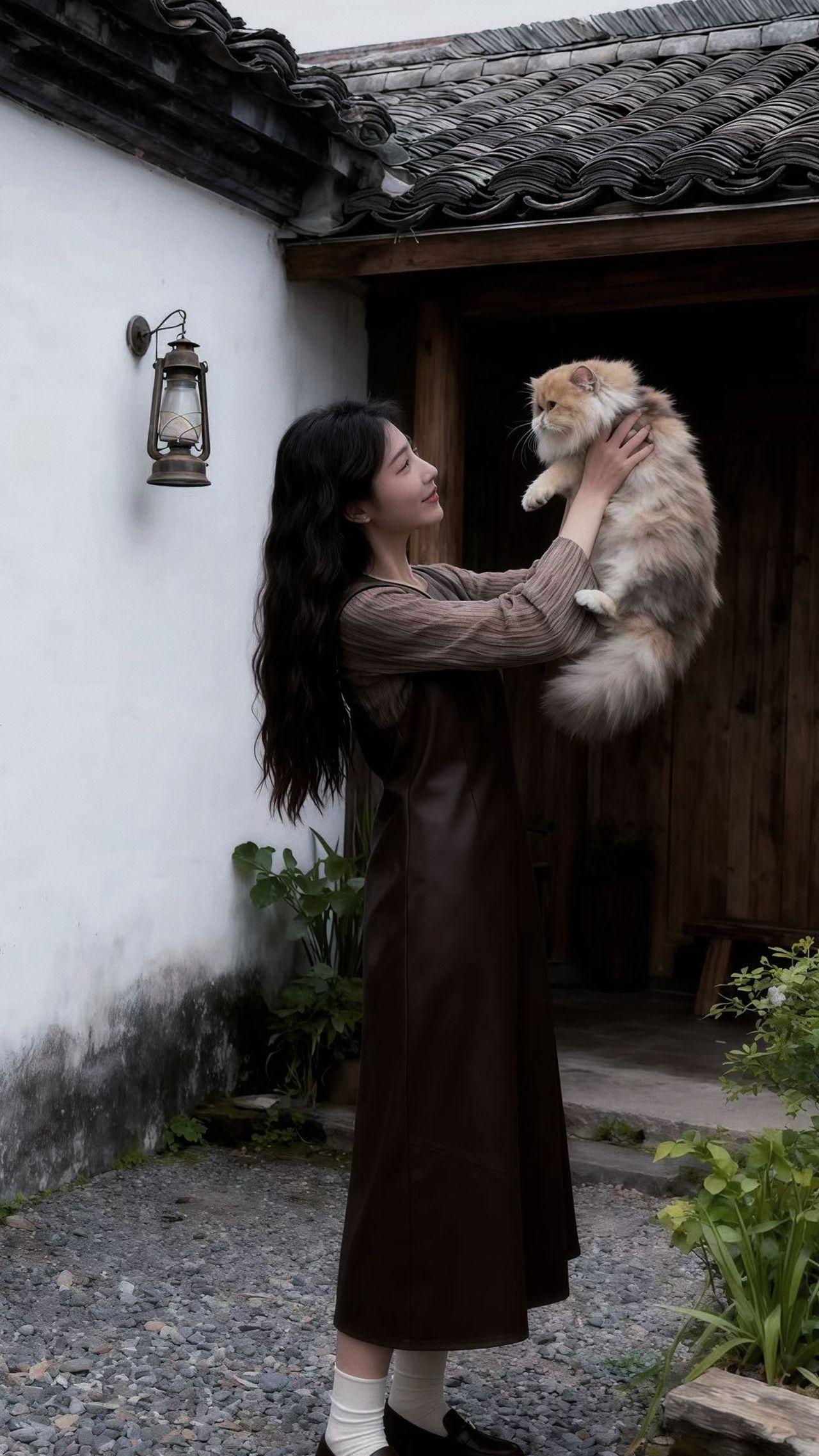 晓曼站在复古庭院的杂志架旁,手插在皮质背带裙的口袋里,笑容明媚。白墙灰瓦的背景,复古的壁灯,还有周围的绿植,构成了一幅惬意的画面。她喜欢这里的慢节奏,喜欢这些带着岁月痕迹的复古元素。在这里,她不用着急赶路,只需静静享受,让自己的身心在这自然与复古的怀抱里,得到彻底的放松,每一刻都充满了悠闲的韵味。