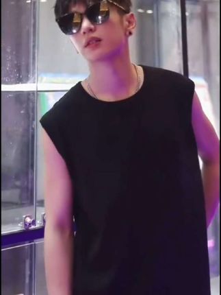 重磅纯棉坎肩背心男夏季小领口黑色 t 恤美式休闲运动健身无袖汗衫#夏季新款