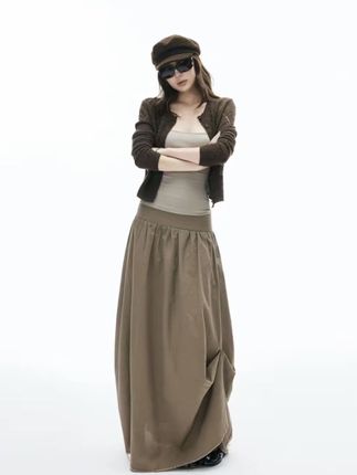 混乱美学镂空基础针织开衫~复古对位捏褶宽松不对称半裙套装H765#今日穿搭 #每日推荐 #懒人必备 #显瘦搭配 #穿搭小心机