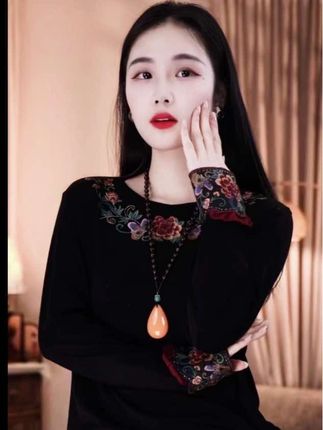 引卷 秋季新款中国风套头文艺民族风刺绣打底衫#高级感穿搭 #高级穿搭 #好东西一起分享给大家 #好物分享🔥 #上热门🔥