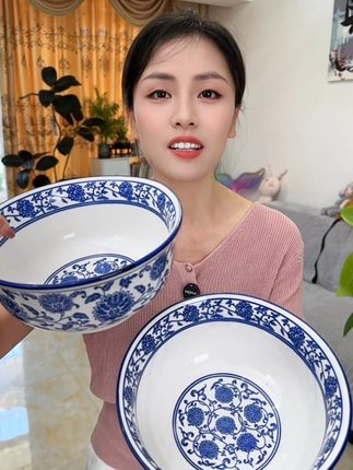 #强烈推荐 青花瓷6英寸拉面碗高温陶瓷釉下彩#面碗 #汤碗 #陶瓷餐具 #颜值餐具
