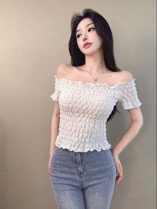 迈沃格一字肩夏季套头款短款针织衫纯色露肩设计感小众常规#显高显瘦 #牛仔裤 #今日穿搭