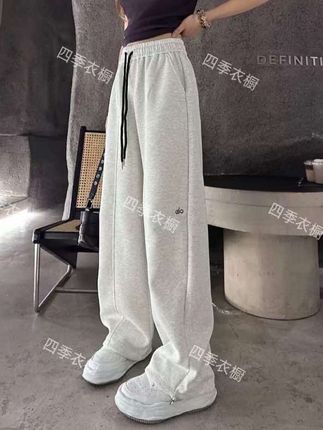 2025秋季新款品质加厚复合高腰刺绣显瘦时尚百搭休闲弯刀裤阔腿裤#谁穿谁好看 #穿搭穿搭 #女装 #休闲裤 #面料柔软舒适