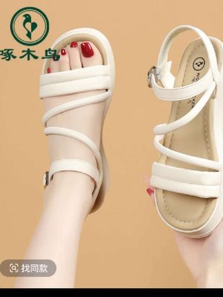 啄木鸟凉鞋女鞋网红时尚休闲百搭夏季软底外穿厚底防滑B77精选
