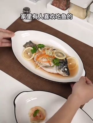 家用大号蒸鱼盘,防烫双耳蒸鱼专用盘子釉下彩陶瓷盘#鱼盘#双耳鱼盘#蒸鱼盘#陶瓷餐具#厨房好物