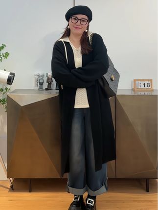 #显瘦遮肉 #藏肉显瘦穿搭 超厚实的一件毛衣开衫,日常慵懒风,简单大方还保暖#大码穿搭