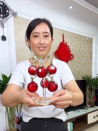 #好物推荐分享 【6挂】水晶苹果树摆件家用客厅装饰高档工艺品玄关电视柜酒柜装饰