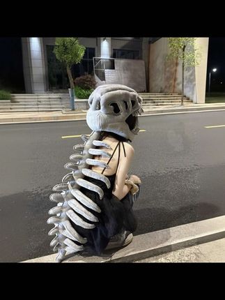 恐龙骨架头套毛绒玩具鹿晗同款儿童#外骨骼玩偶成人#生日礼物送女生