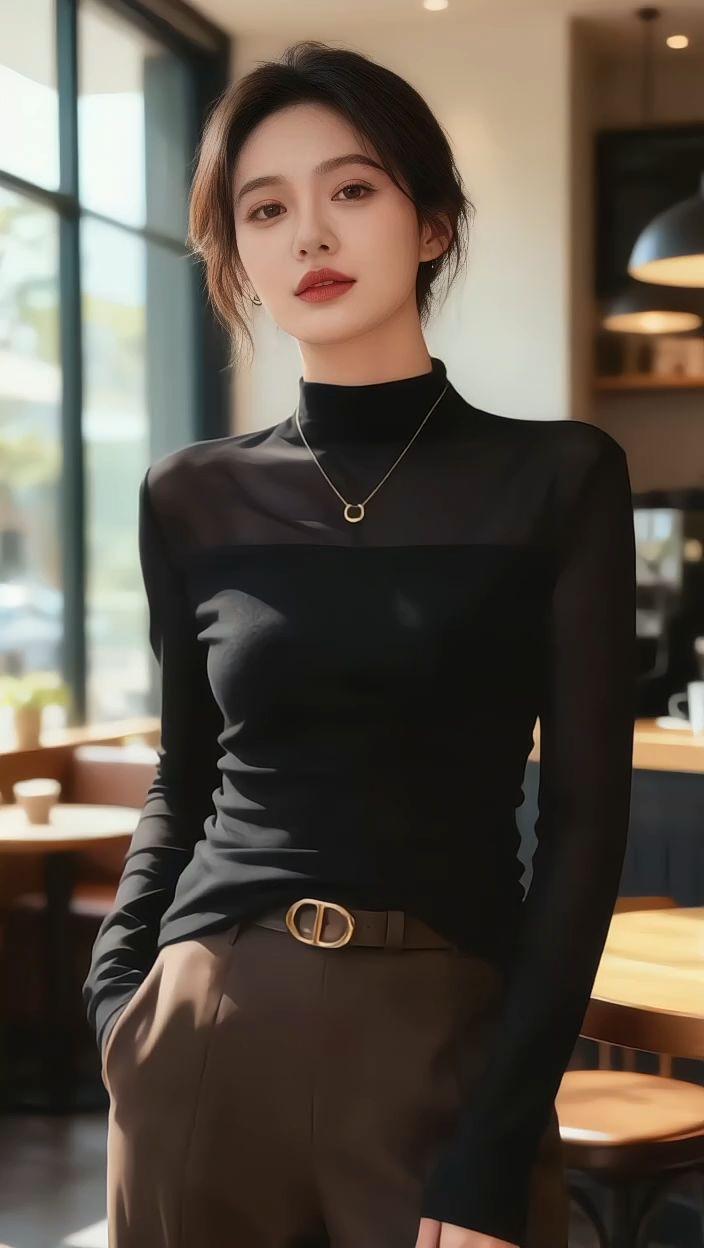 半高领网纱打底衫。#优雅气质 #高级感穿搭 #气质女人 #穿搭分享 #一分钟看懂巴黎时装周