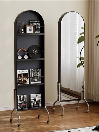 可移动镜子全身镜客厅家用杂志架北欧置物架旋转穿衣镜卧室试衣镜 #可移动全身镜 #书架 #收纳架 #置物架 #全身镜
