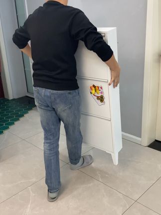 入户玄关窄的也不要放弃鞋柜,放个这种极窄的钢制鞋柜,厚度仅12公分,不占空间,收纳鞋子还多,真是美观又实用#鞋柜#超薄鞋柜#入户鞋柜 #入户鞋柜设计 #入户鞋柜推荐