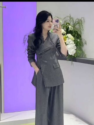 大码阔腿简约显瘦简约通勤气质时尚套装女胖mm西装休闲洋气两件套#职场穿搭#西装套装优雅气质#时尚穿搭女装#爆款热卖中#好物推荐分享