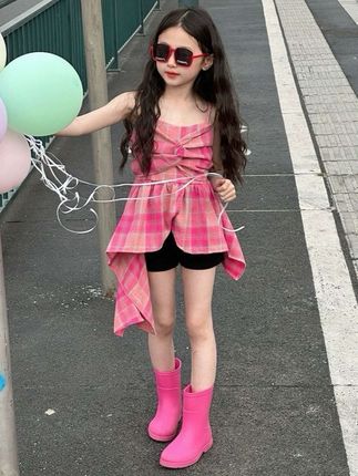 女童套装夏季2025新款大童儿童休闲时尚外穿短裤儿童洋气夏季薄款#吊带 #短裤 #女童吊带 #休闲裤 #女童套装夏季